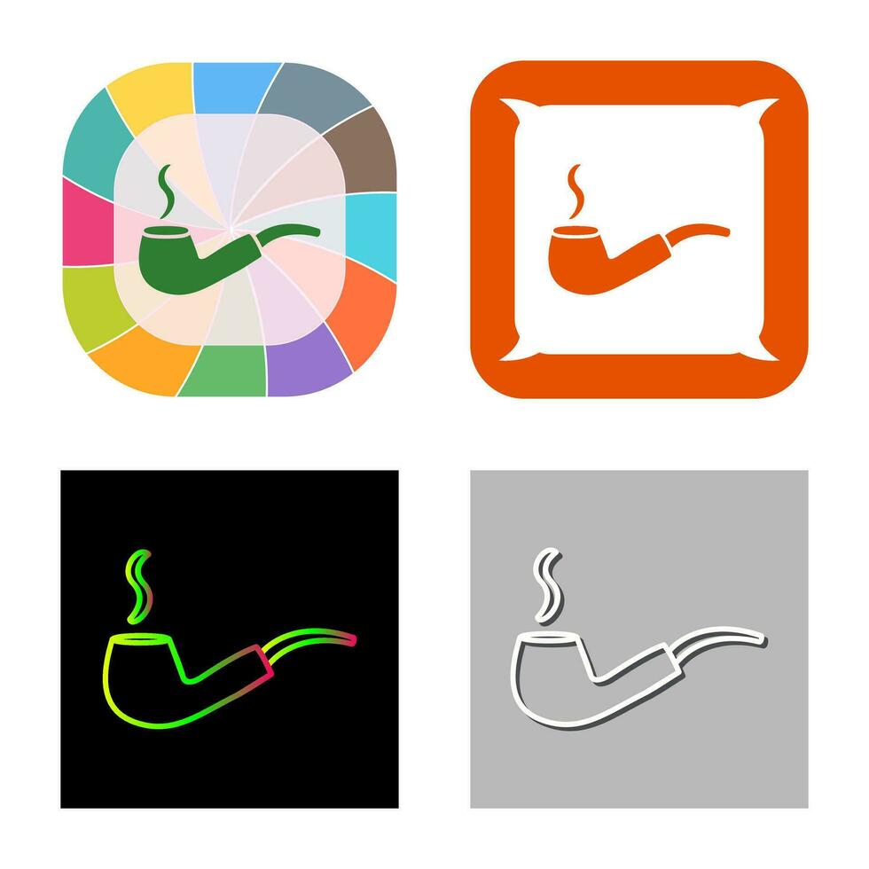 Unique Lit Smoking Pipe Vector Icon