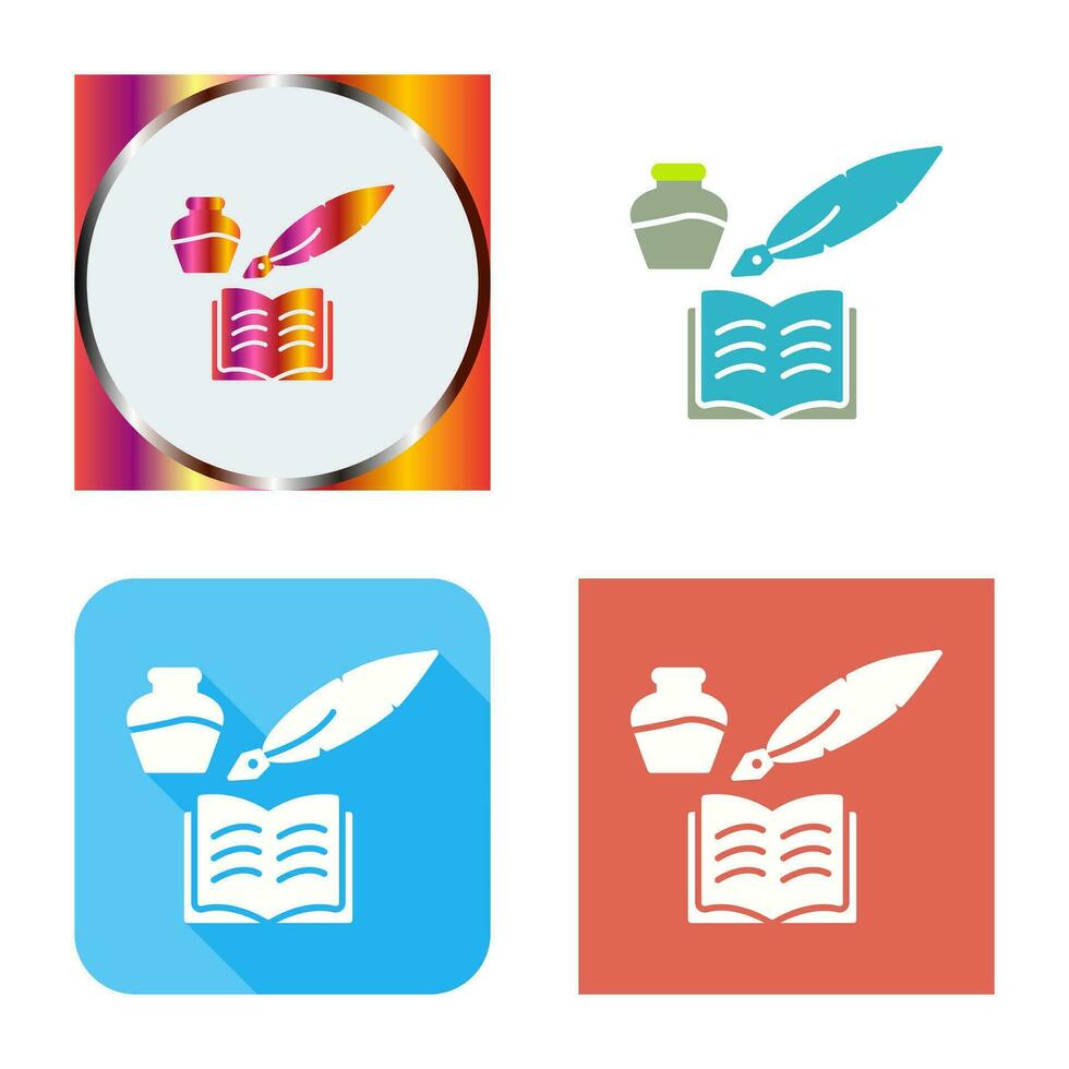 Unique Quill and Book Vector Icon