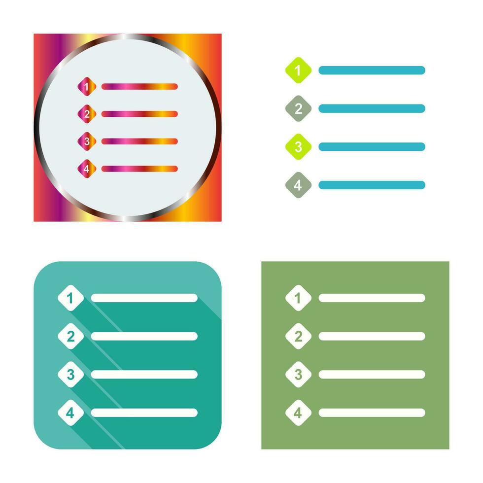 Unique Numbered list Vector Icon