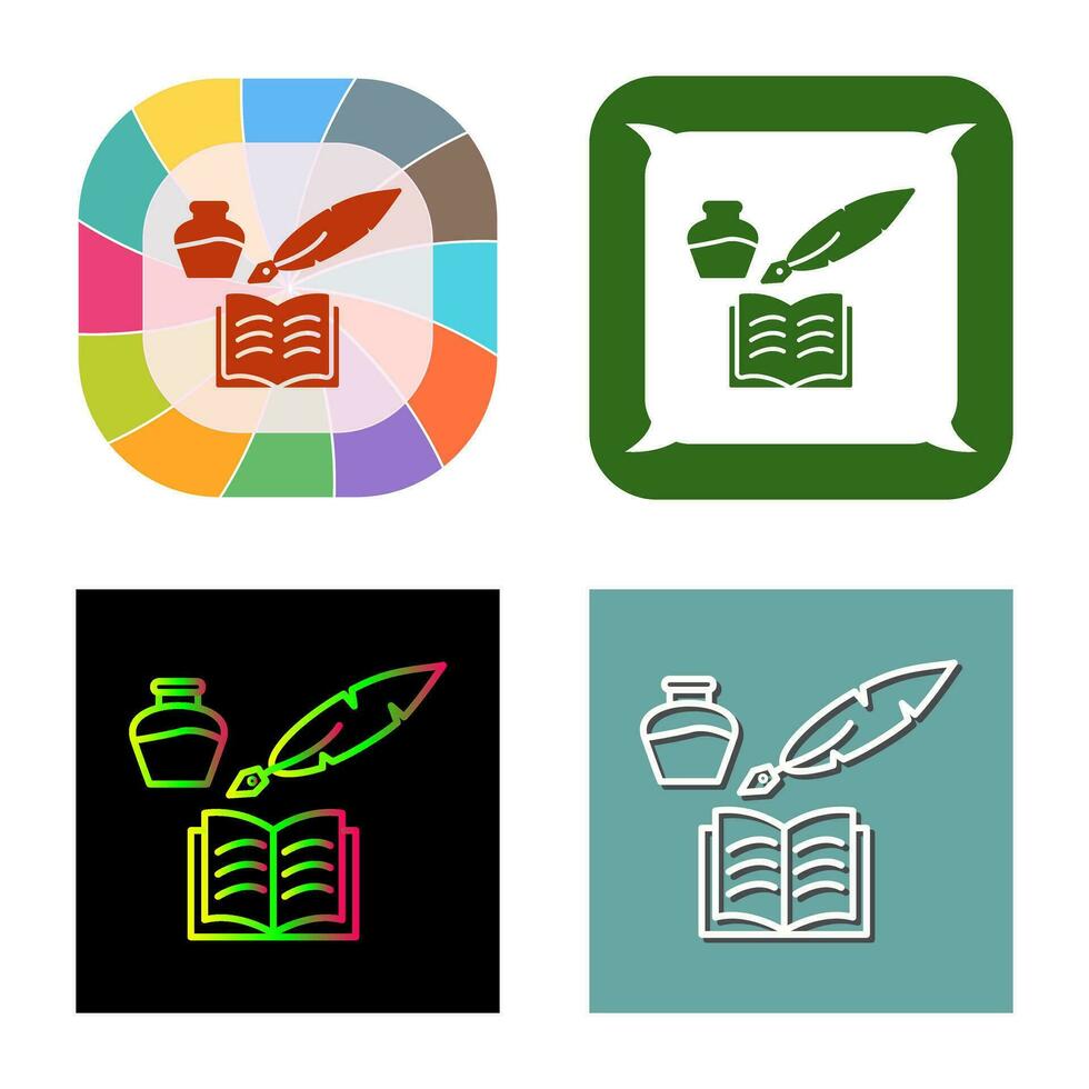 Unique Quill and Book Vector Icon