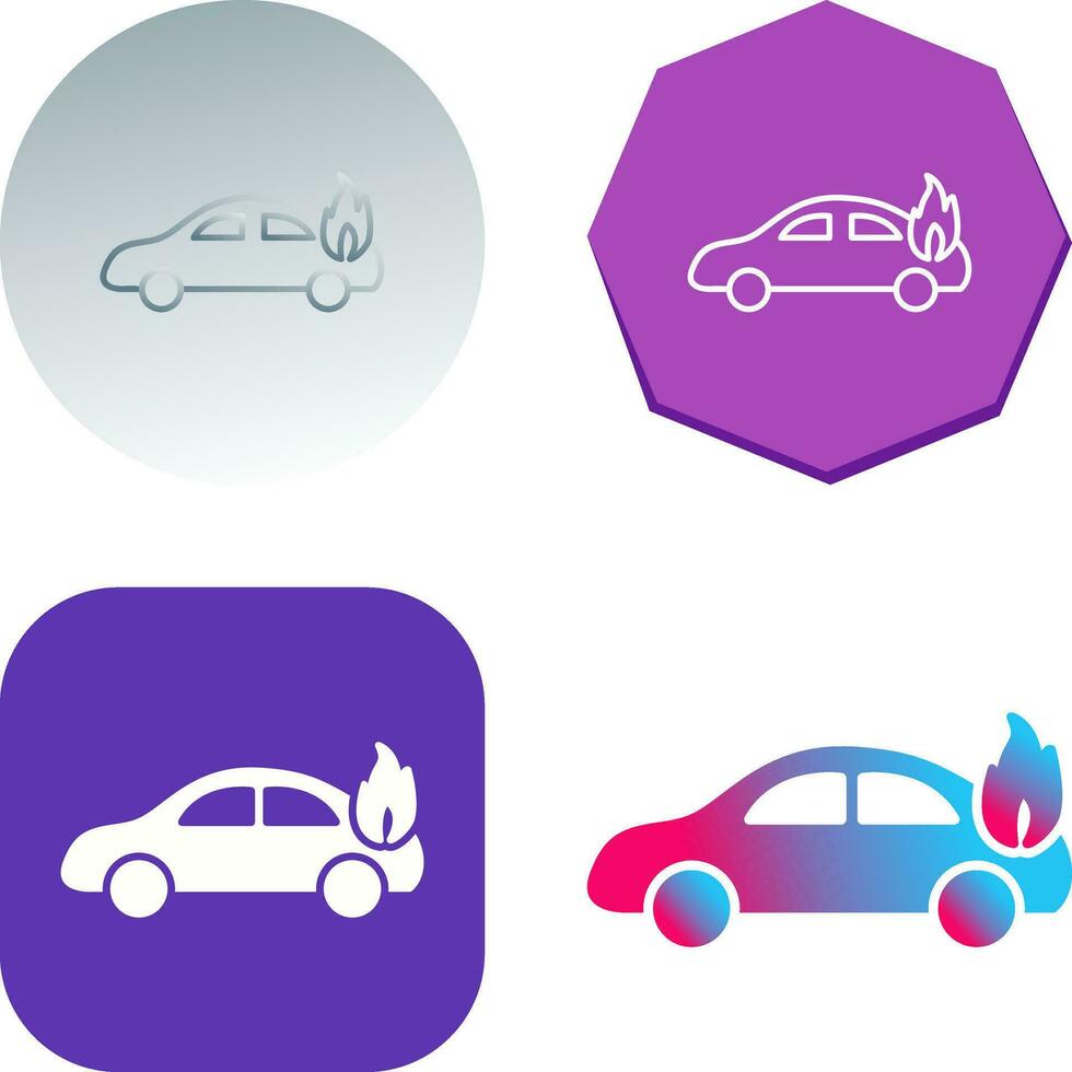 Unique Car on Fire Vector Icon