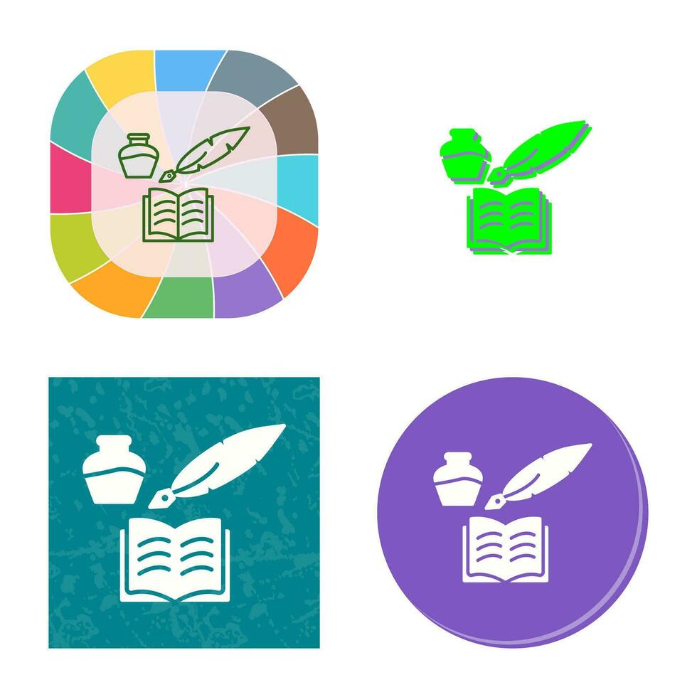 Unique Quill and Book Vector Icon