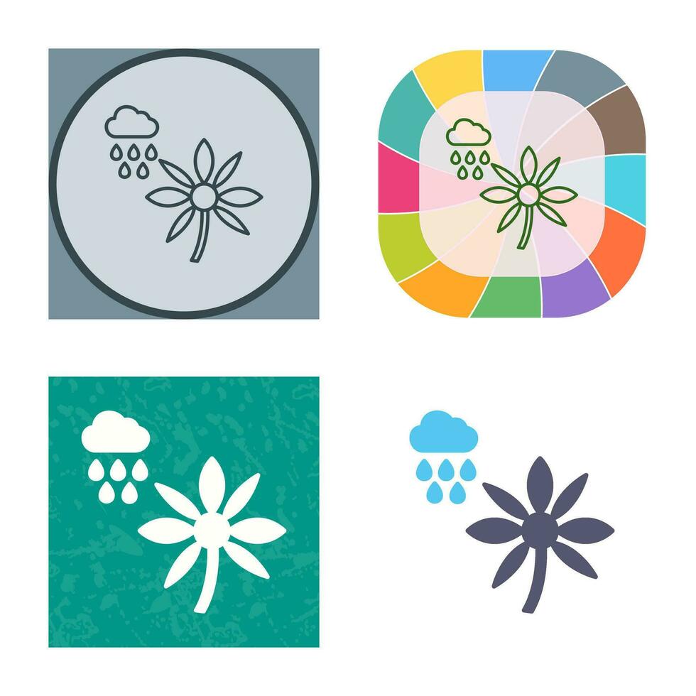 Flower with rain Vector Icon