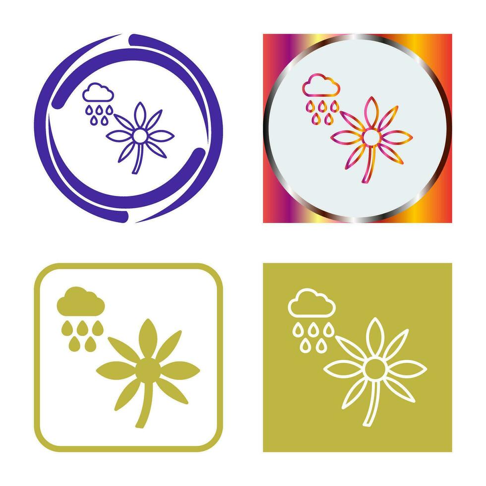 Flower with rain Vector Icon