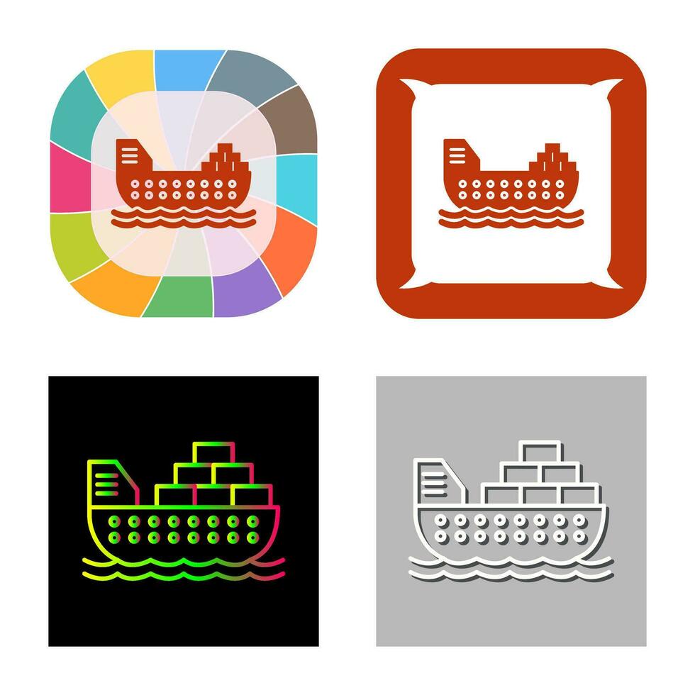 icono de vector de barco de carga