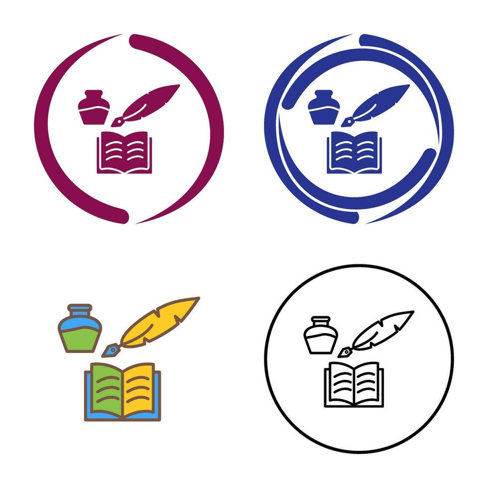 Unique Quill and Book Vector Icon