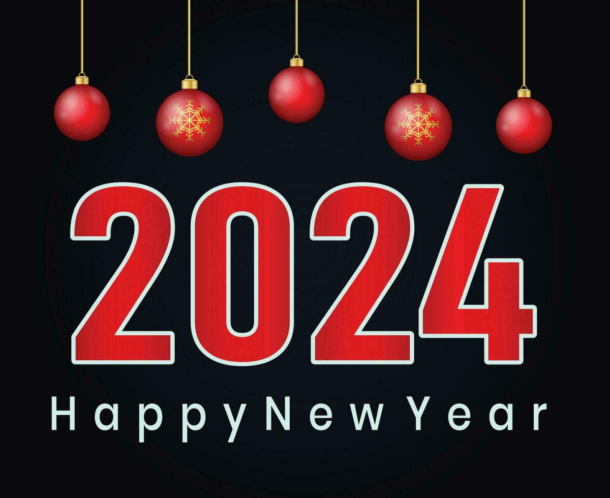 Happy New Year 2024 Holiday Abstract Red And Cyan Design Vector Logo Symbol Illustration With Blue Background