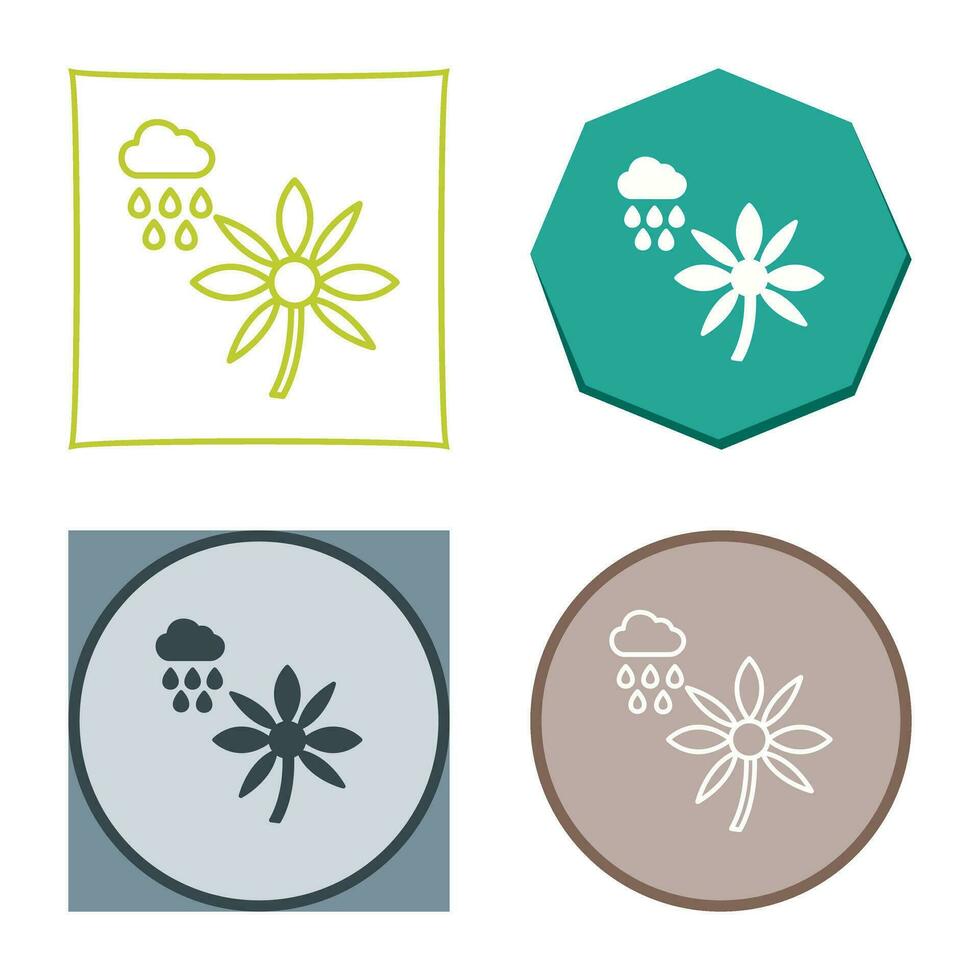 Flower with rain Vector Icon