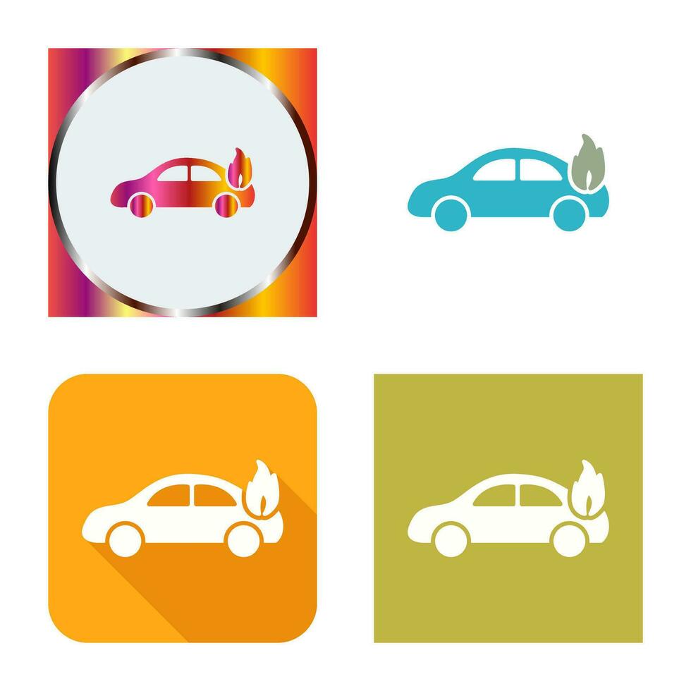 Unique Car on Fire Vector Icon