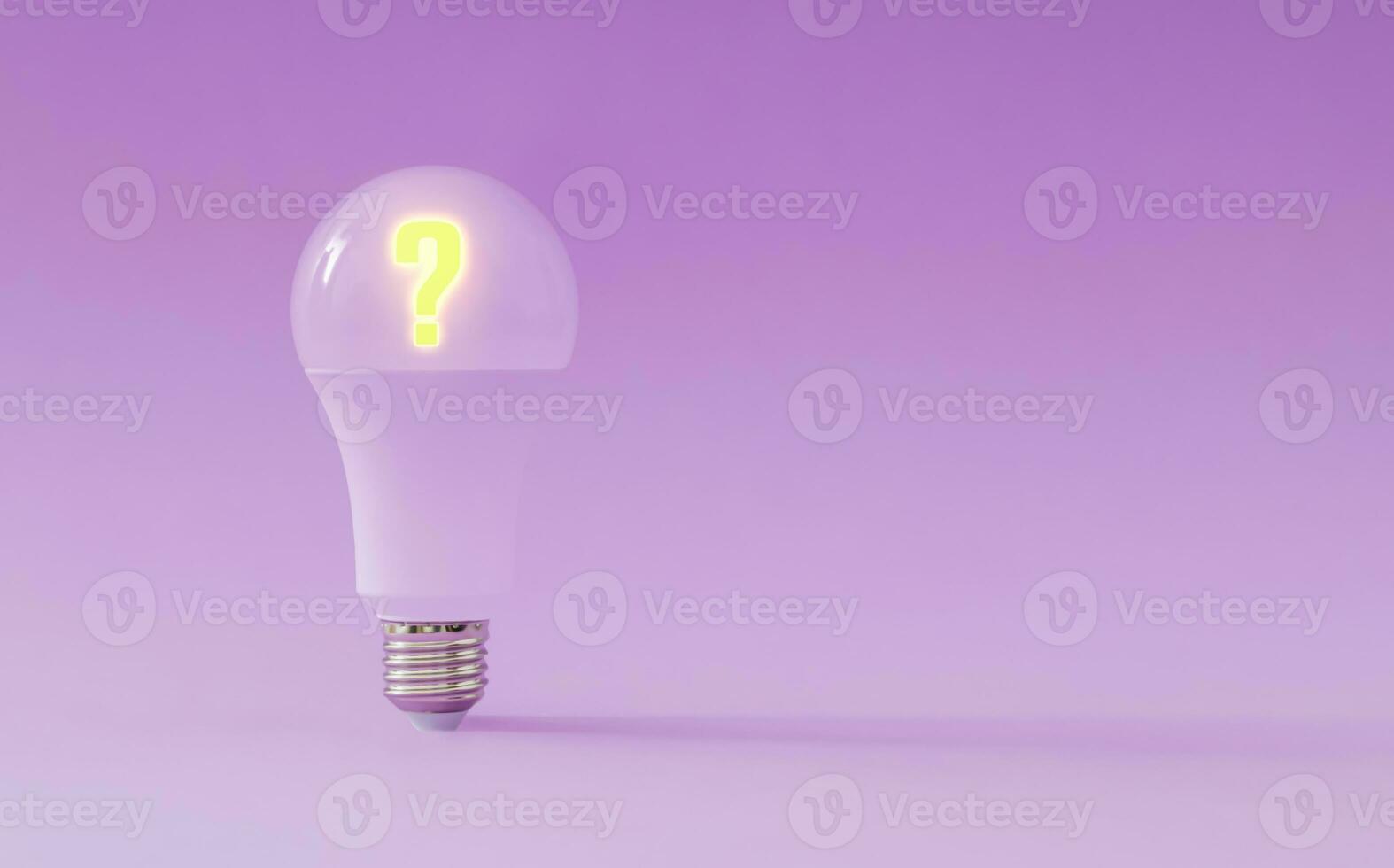 Light bulb on fancy violet background with copy space. Minimal idea concept with innovation, brainstorming, inspiration and solution. Lightbulb aesthetic background. photo