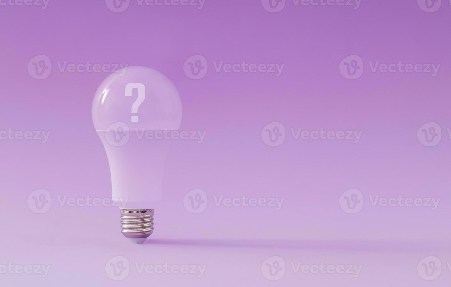 Light bulb on fancy violet background. Minimal idea concept with innovation, brainstorming, inspiration and solution. photo