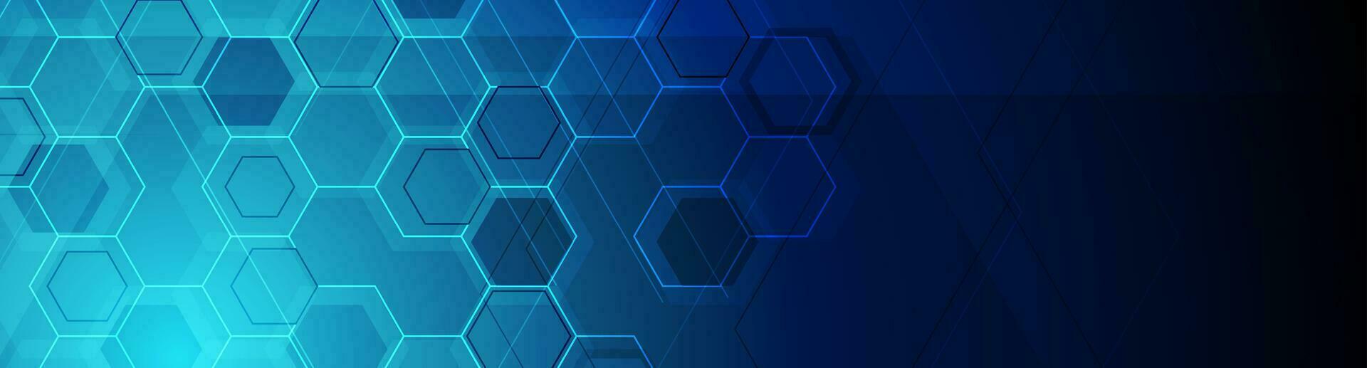 Bright blue abstract tech hexagonal background vector