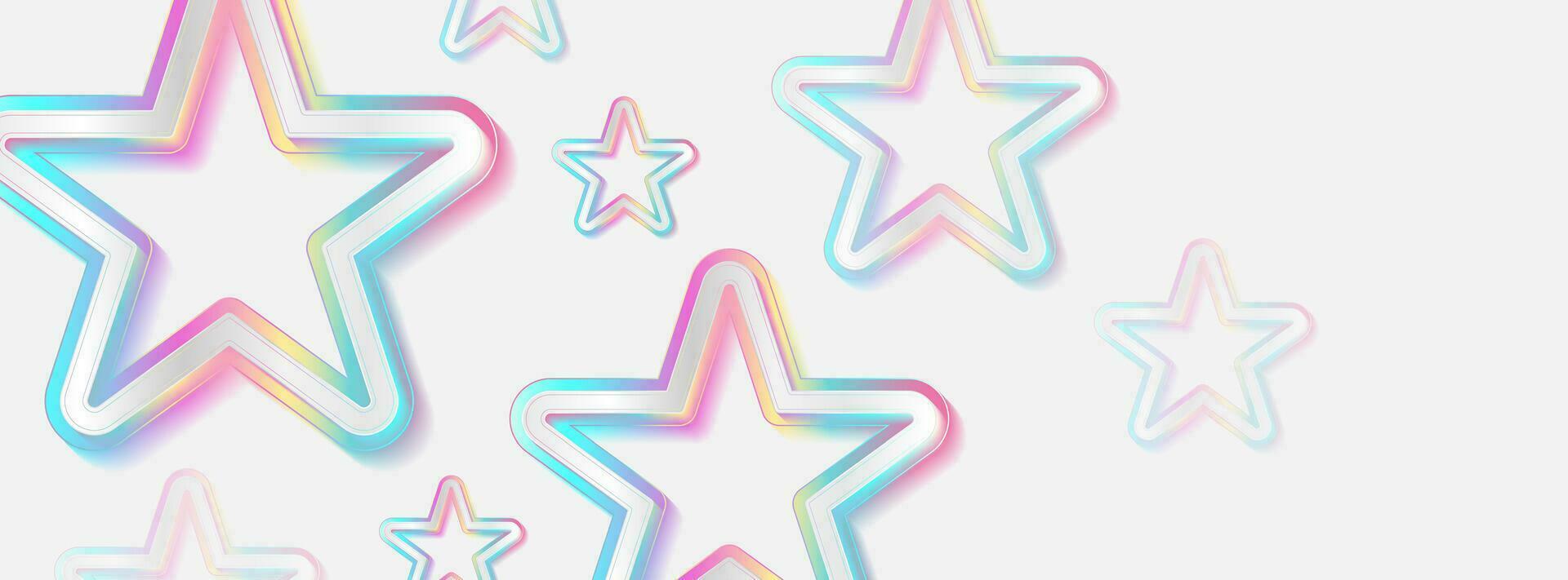 Holographic stars geometric abstract tech background vector