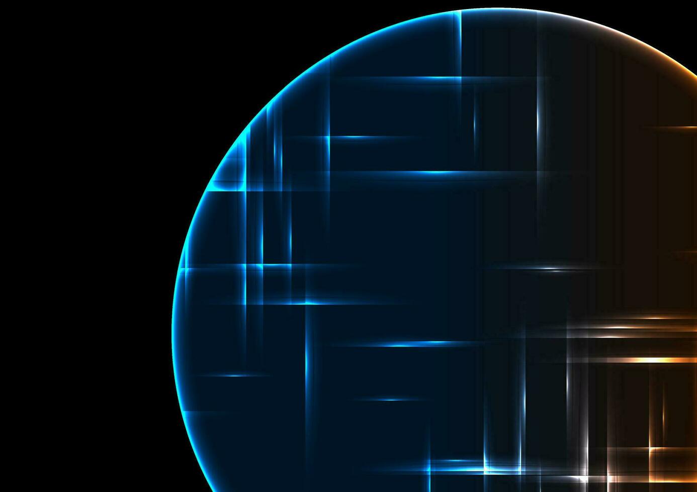 Blue orange glowing neon circle abstract tech background vector