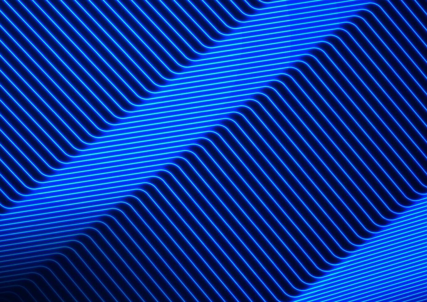 Blue neon curved lines abstract futuristic geometric background vector