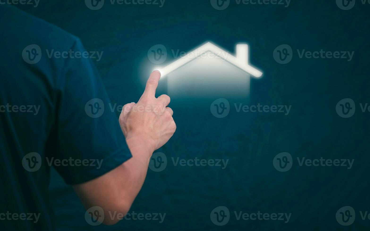 Planning and strategy, stock market, business growth, progress or success concept, businessman or trader showing real estate stock Virtual holograms, invest in stock market trading or digital assets. photo