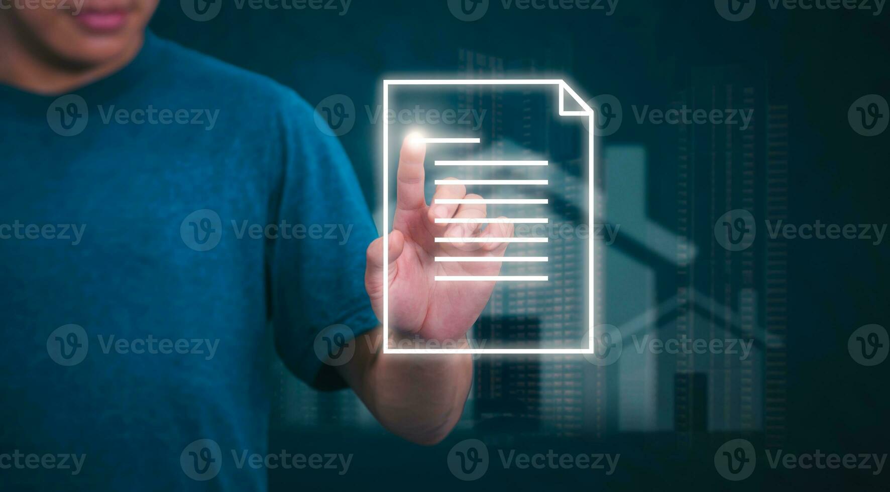 Planning and strategy, stock market, business growth, progress or success concept, businessman or trader showing real estate stock Virtual holograms, invest in stock market trading or digital assets. photo