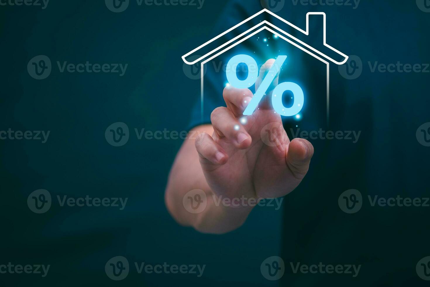Planning and strategy, stock market, business growth, progress or success concept, businessman or trader showing real estate stock Virtual holograms, invest in stock market trading or digital assets. photo