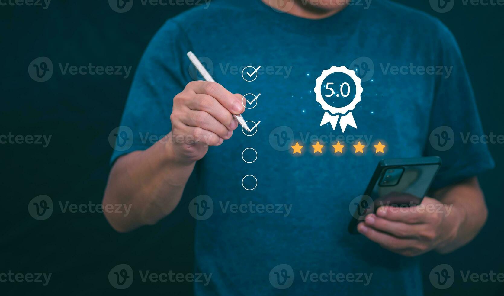 Customer services best excellent business rating experience. Satisfaction survey concept. user gives ratings to service experience on the online application, online marketing, and business processes. photo