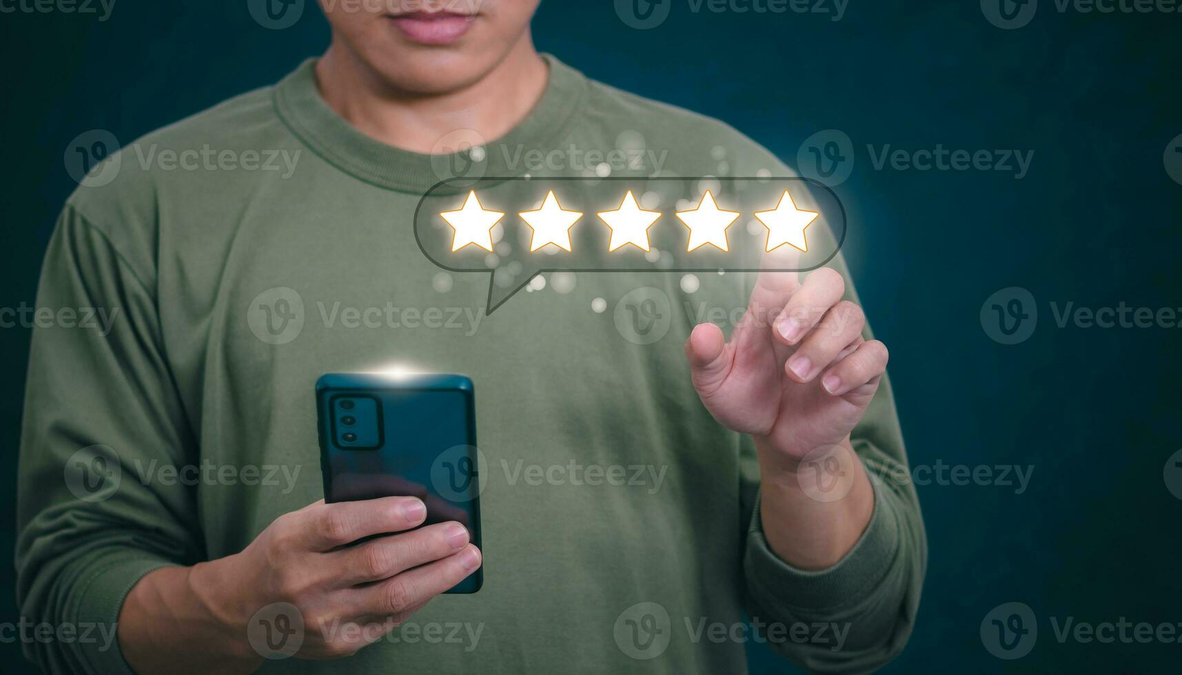 Customer services best excellent business rating experience. Satisfaction survey concept. user gives ratings to service experience on the online application, online marketing, and business processes. photo