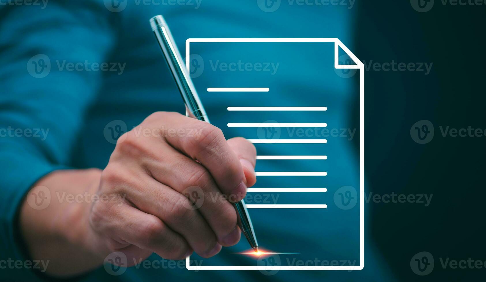 The person signing an electronic document on a smartphone, management concept, digital transformation Internet of Things, Big Data and Business Processes, Automated Operations, Data Storage photo