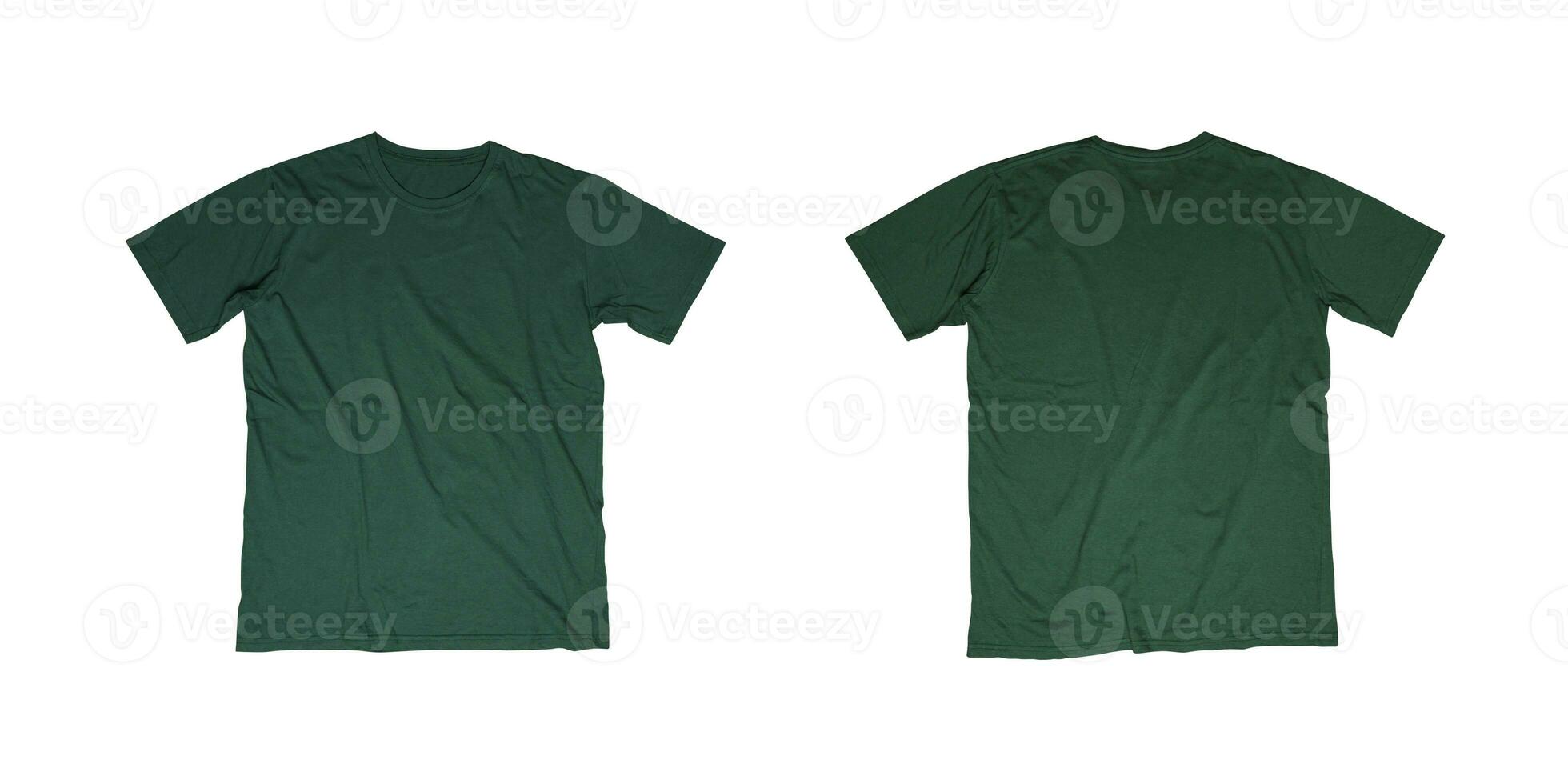 Plain green army t-shirt template, from two sides front and back, as a mockup of your design needs, isolated on a white background photo