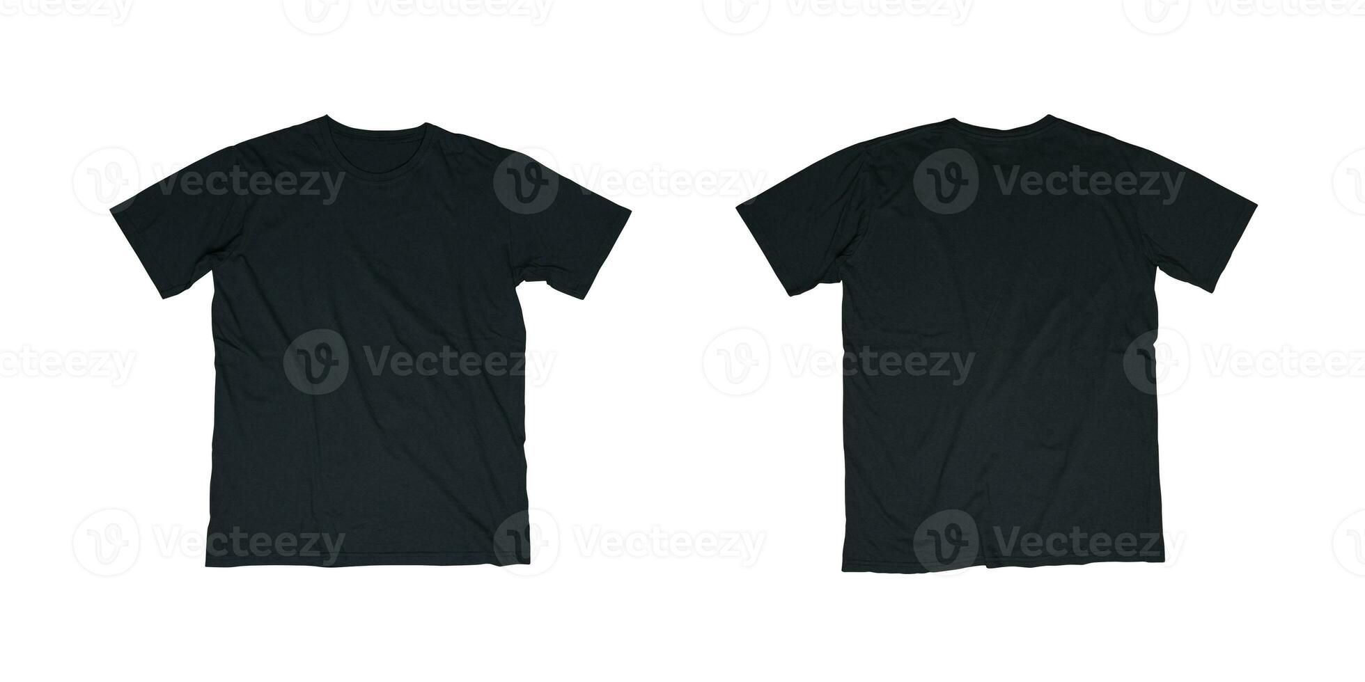 Plain black t-shirt template, from two sides front and back, as a mockup of your design needs, isolated on a white background photo