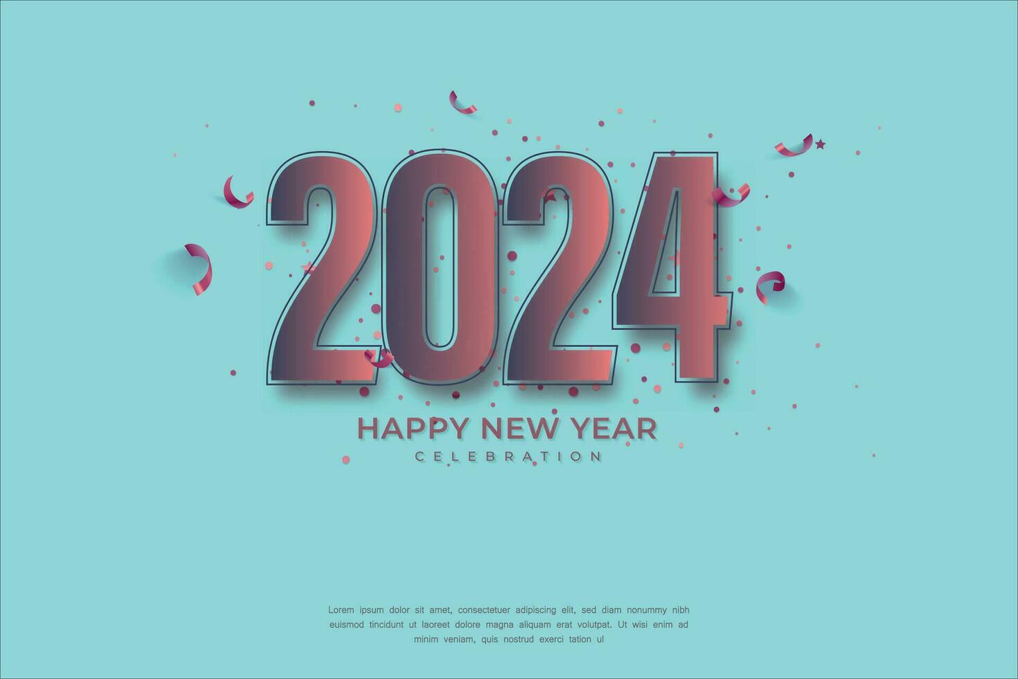 Happy New Year 2024. dark numbers with dark confetti and blue style on elegant Background vector