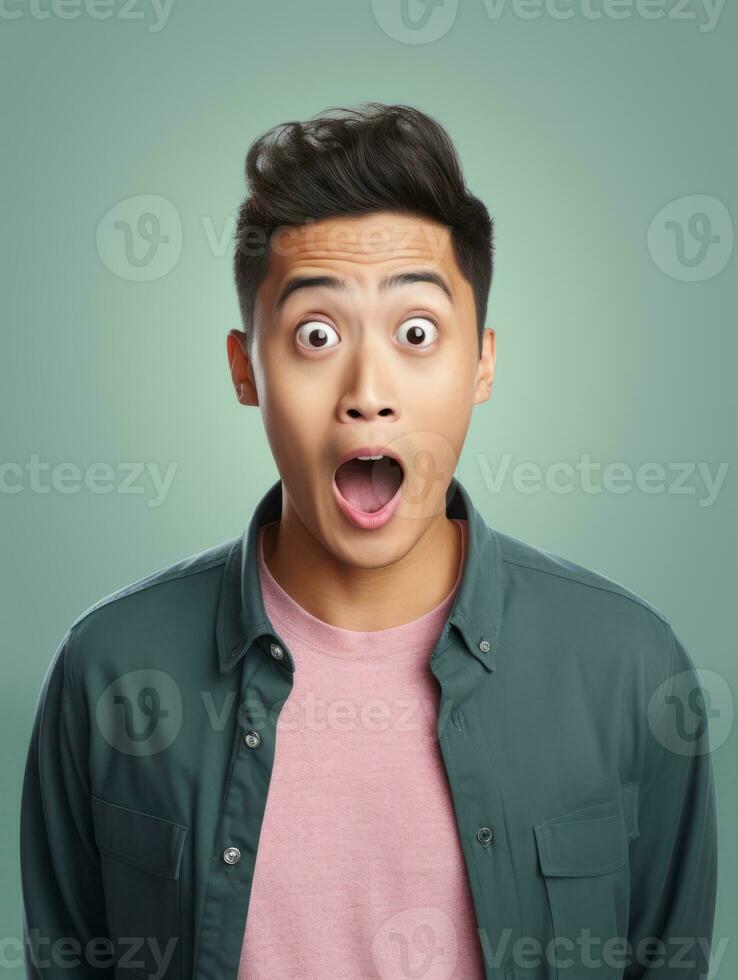 young man with Asian features who appears to be shocked AI Generative photo