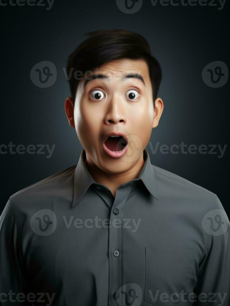 young man with Asian features who appears to be shocked AI Generative photo