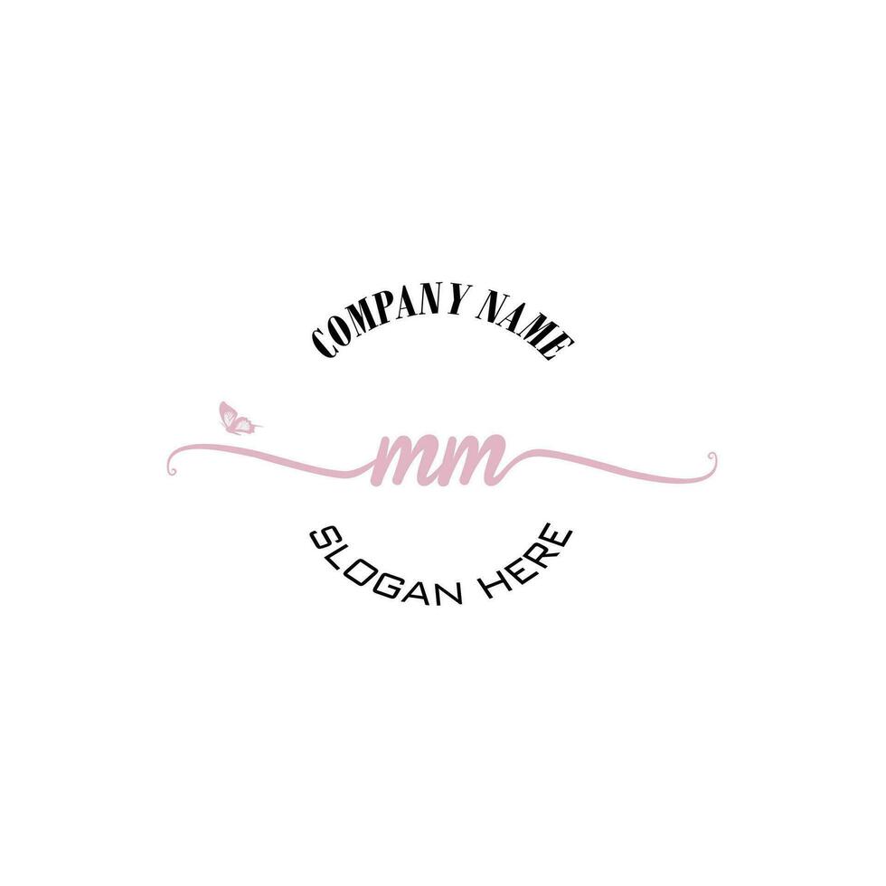 MM Initial logo monogram butterfly handwriting signature vector