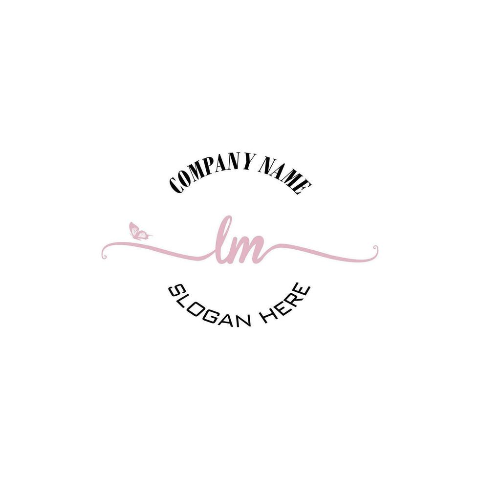 LM Initial logo monogram butterfly handwriting signature vector