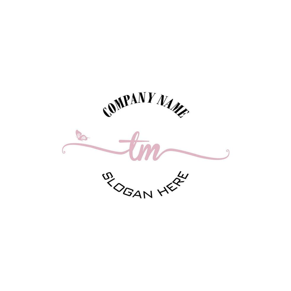 TM Initial logo monogram butterfly handwriting signature vector