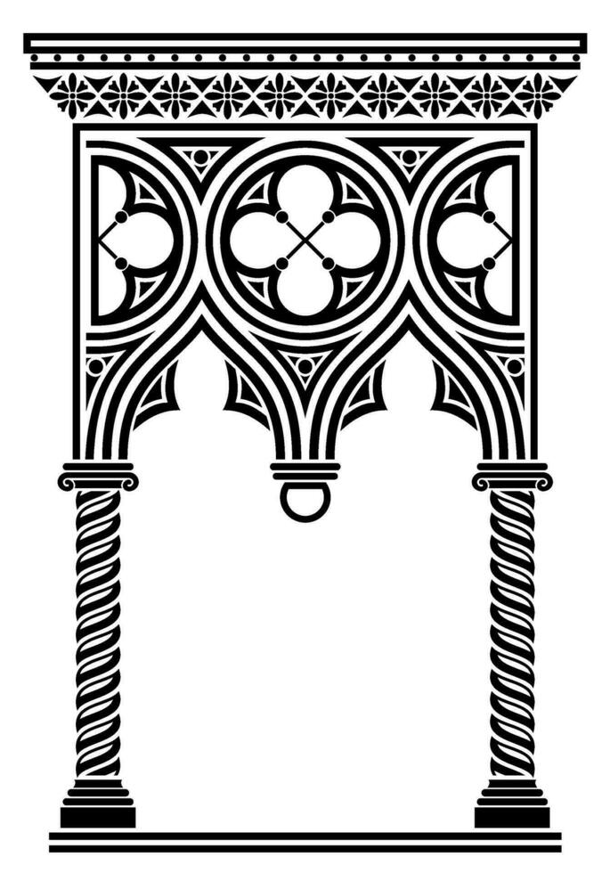 Venetian old gothic architectural arch or gallery vector