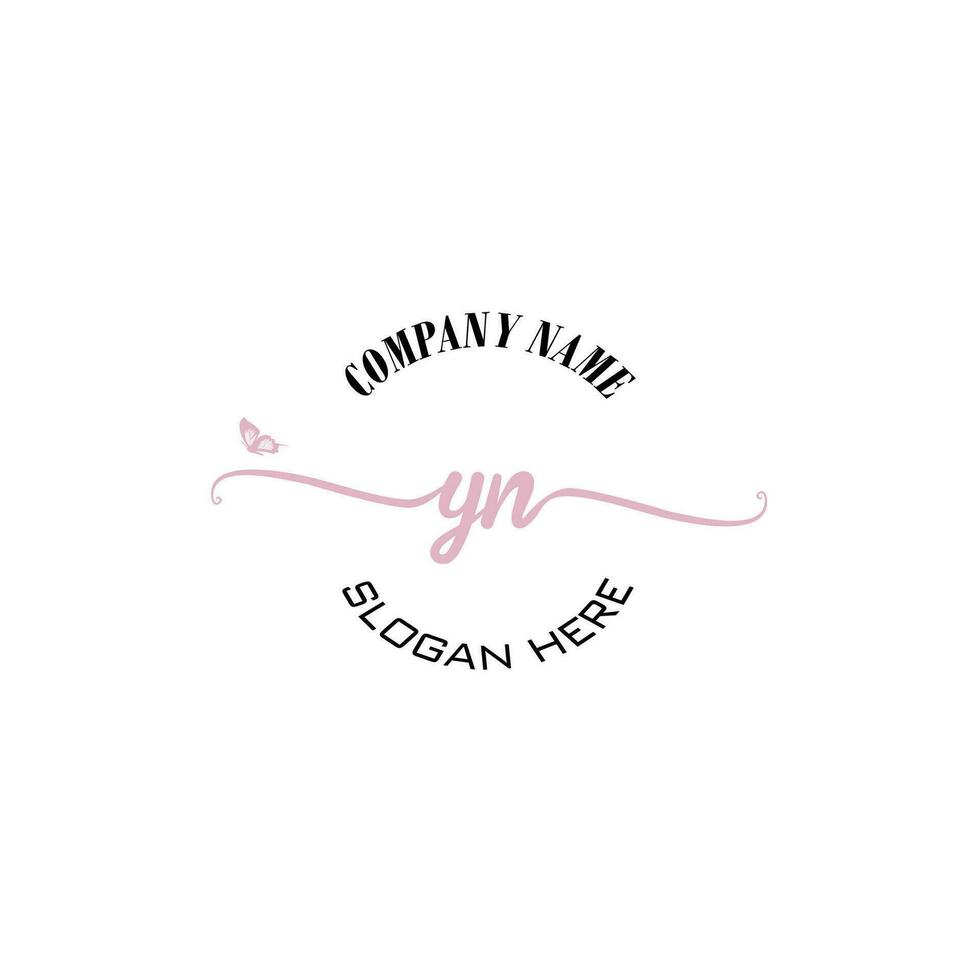 N Initial logo monogram butterfly handwriting signature vector