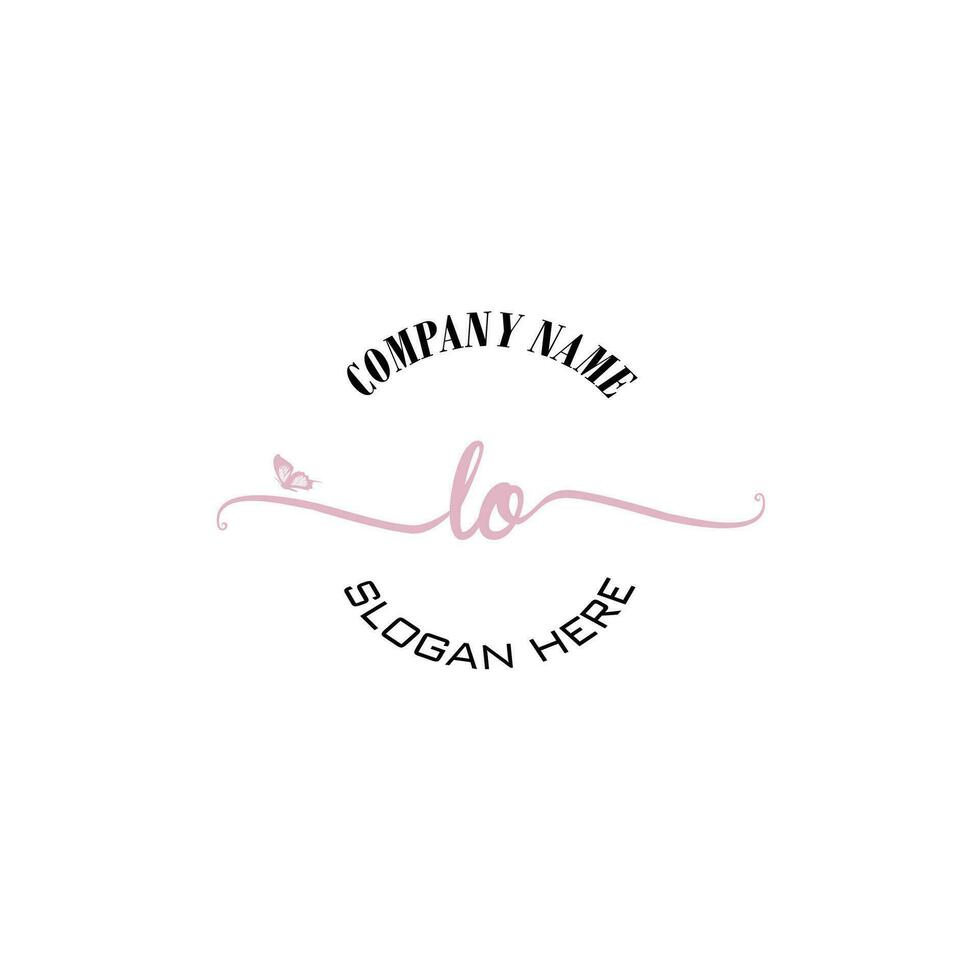 LO Initial logo monogram butterfly handwriting signature vector