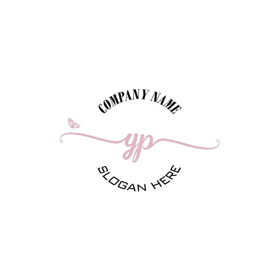 YP Initial logo monogram butterfly handwriting signature vector