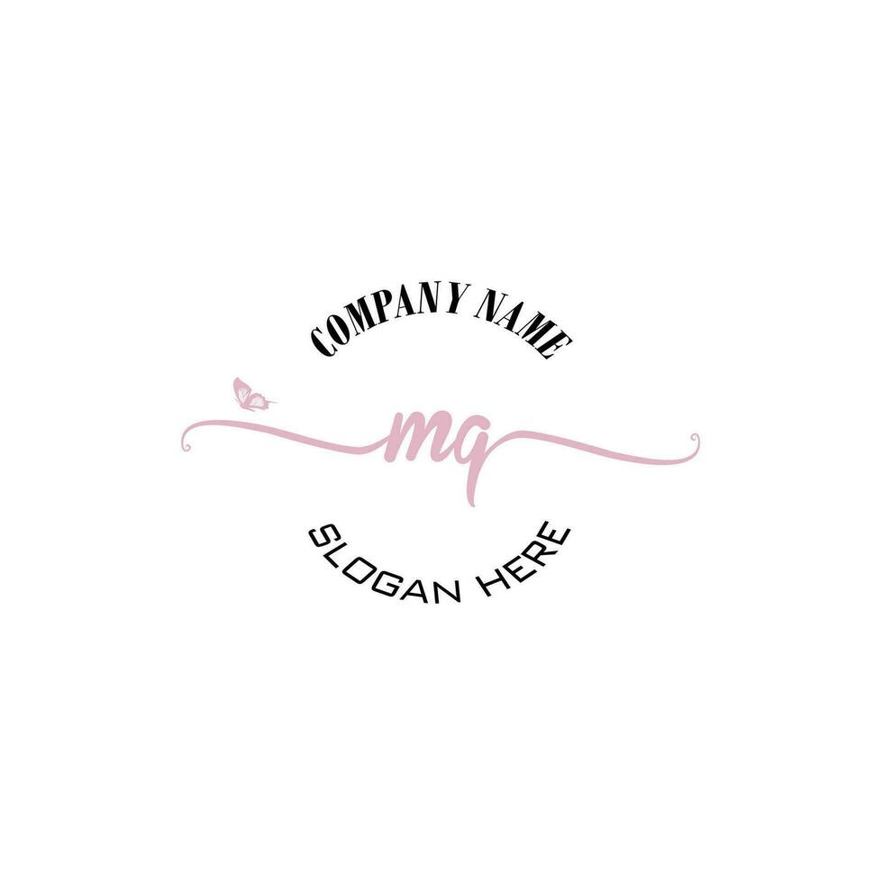 MQ Initial logo monogram butterfly handwriting signature vector