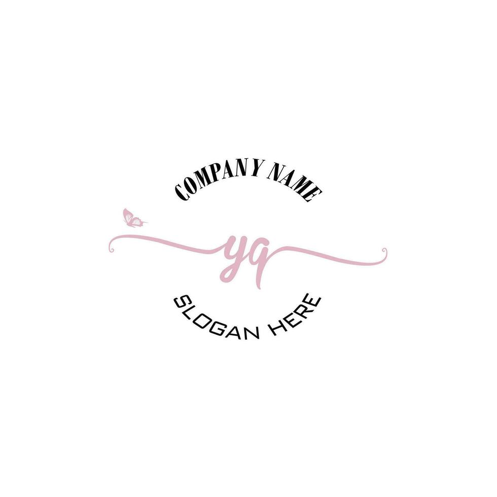 YQ Initial logo monogram butterfly handwriting signature vector