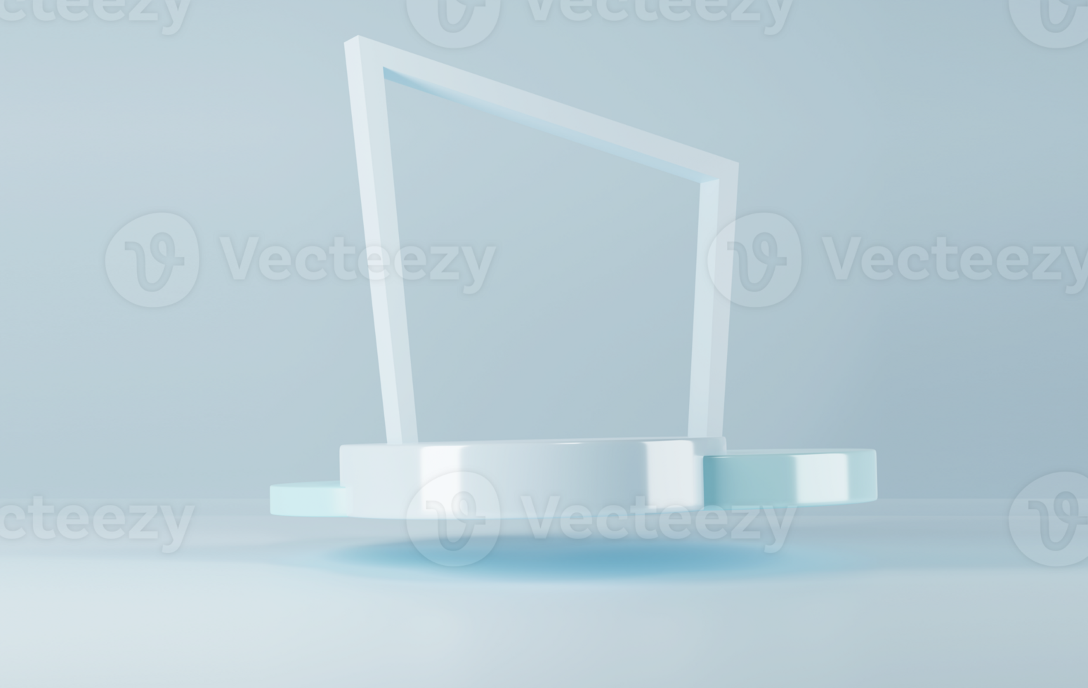 Minimalist round podium with gate and scene with 3d blue rendering abstract banner background composition, illustration mockup of geometry platform shape for product display png