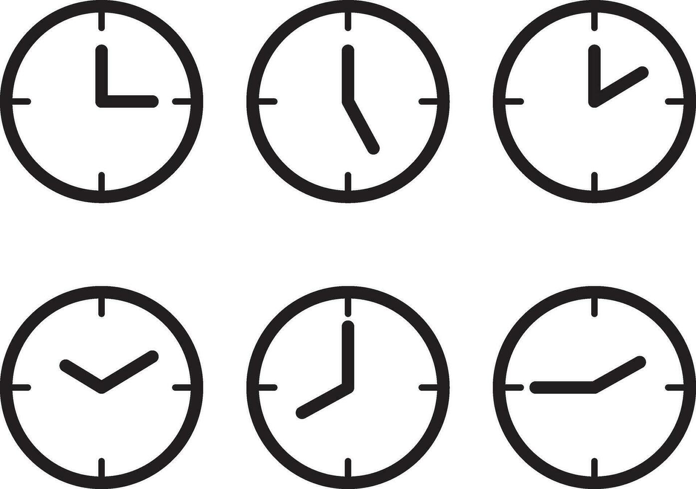 conjunto reloj icono vector. hora línea gráfico diseño elementos de relojes vector