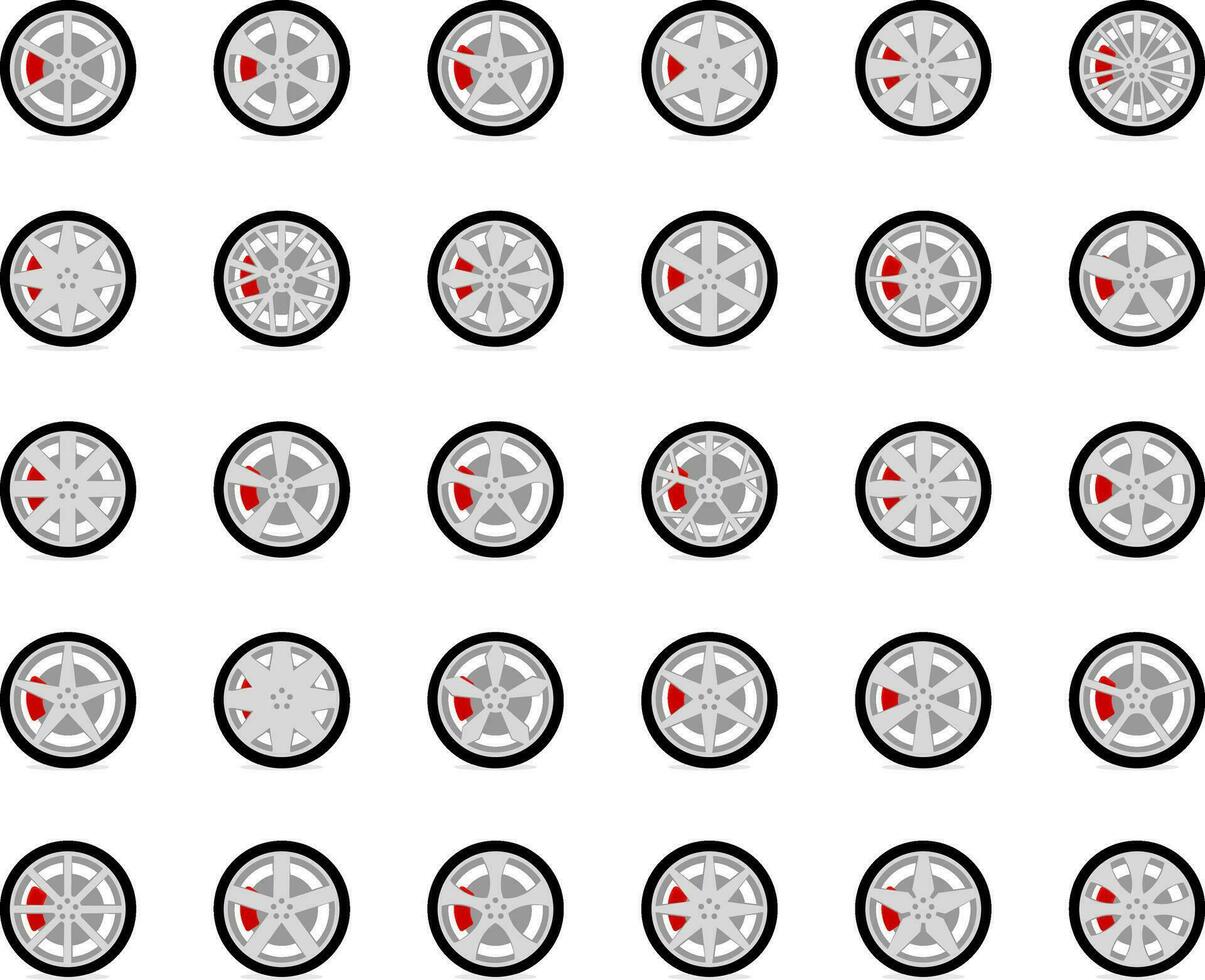 Set tires and wheels. Disc wheel car icon vector. vector