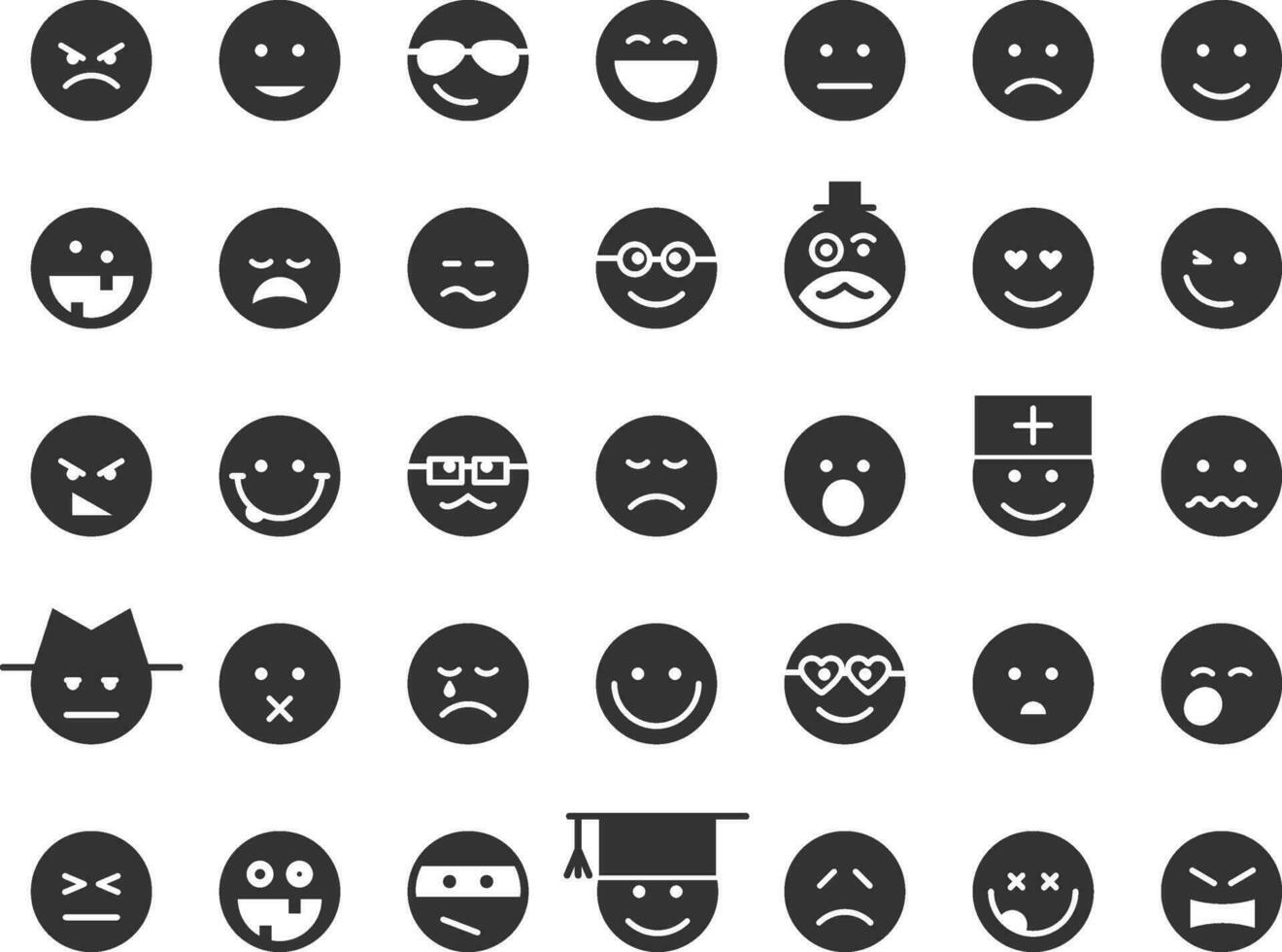 Big set smiles faces. Collection smile icon vector symbol. Smiley face cartoon character.