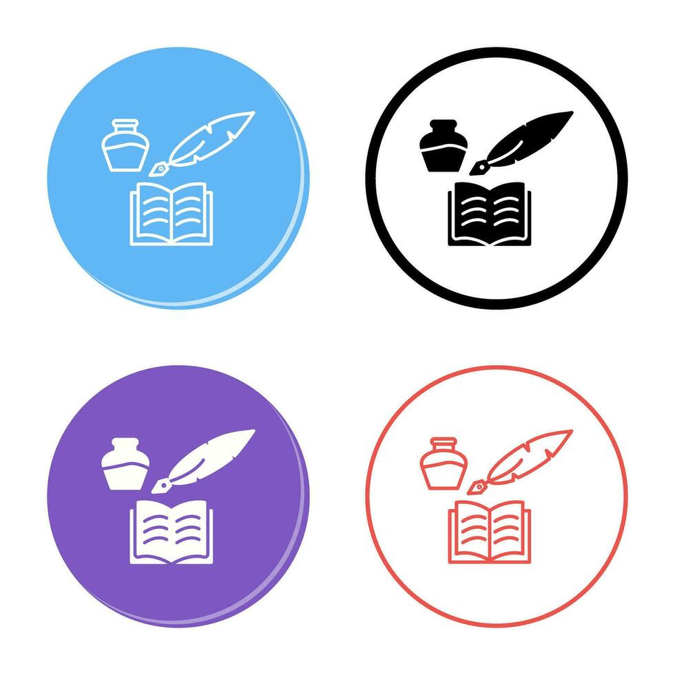 Unique Quill and Book Vector Icon