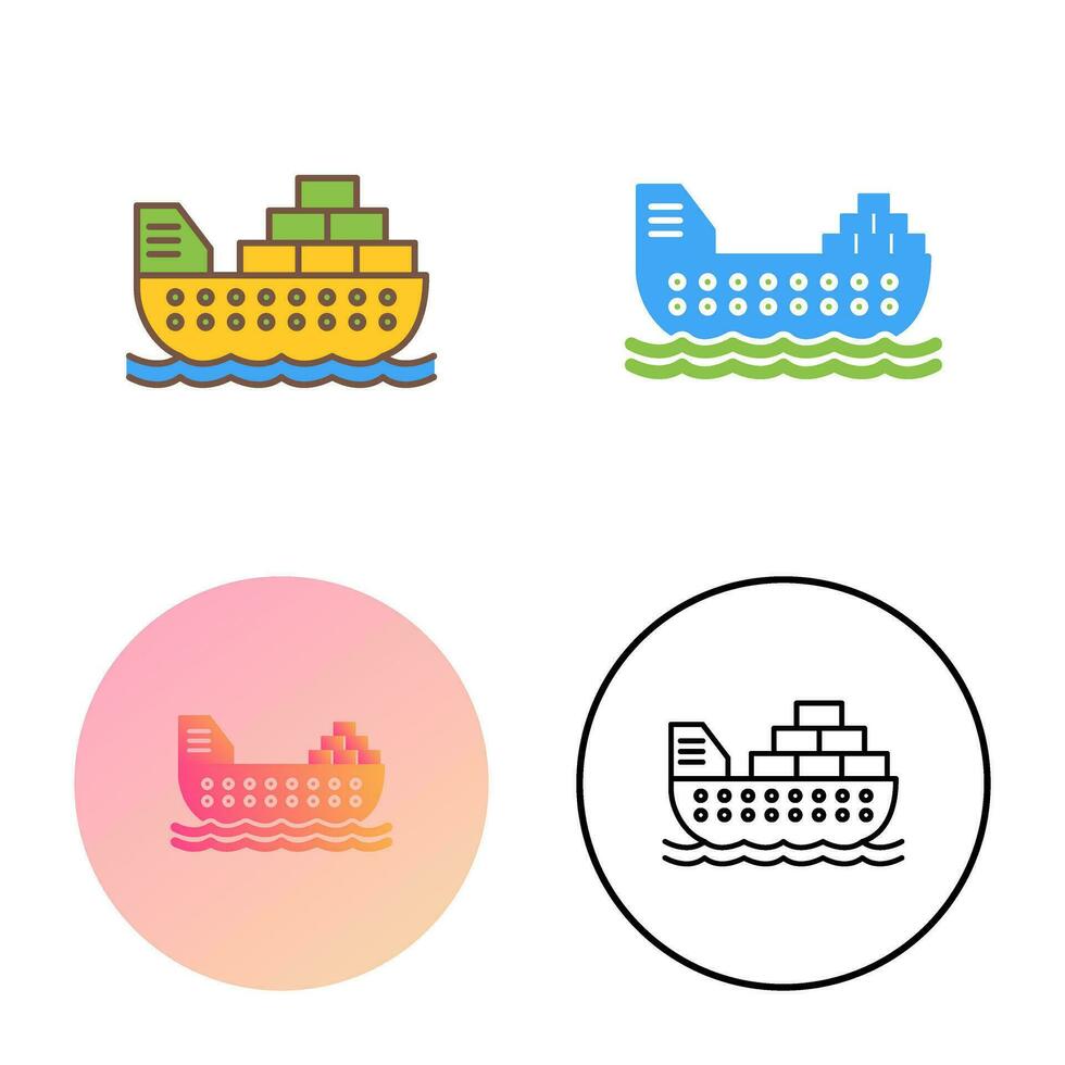 icono de vector de barco de carga