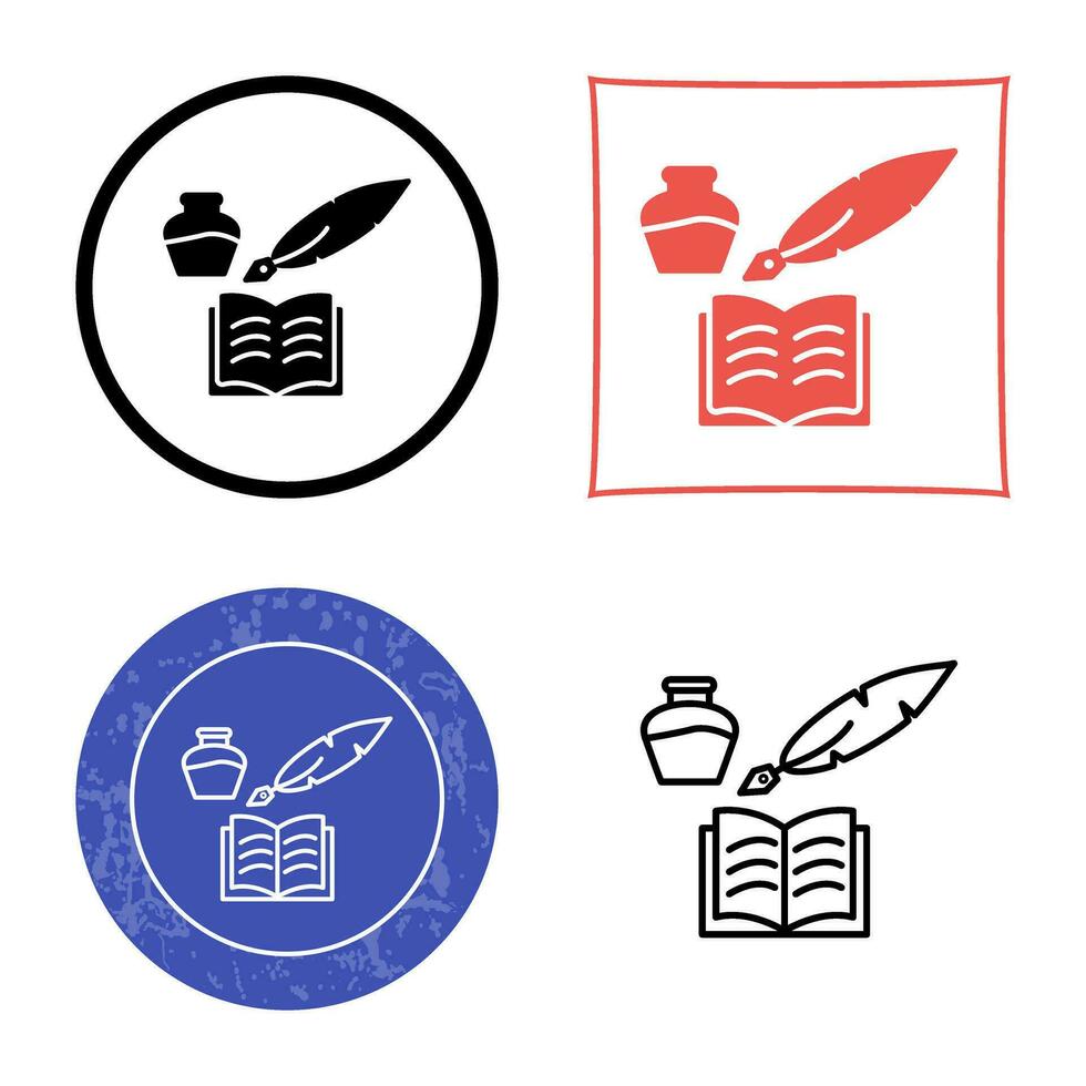 Unique Quill and Book Vector Icon