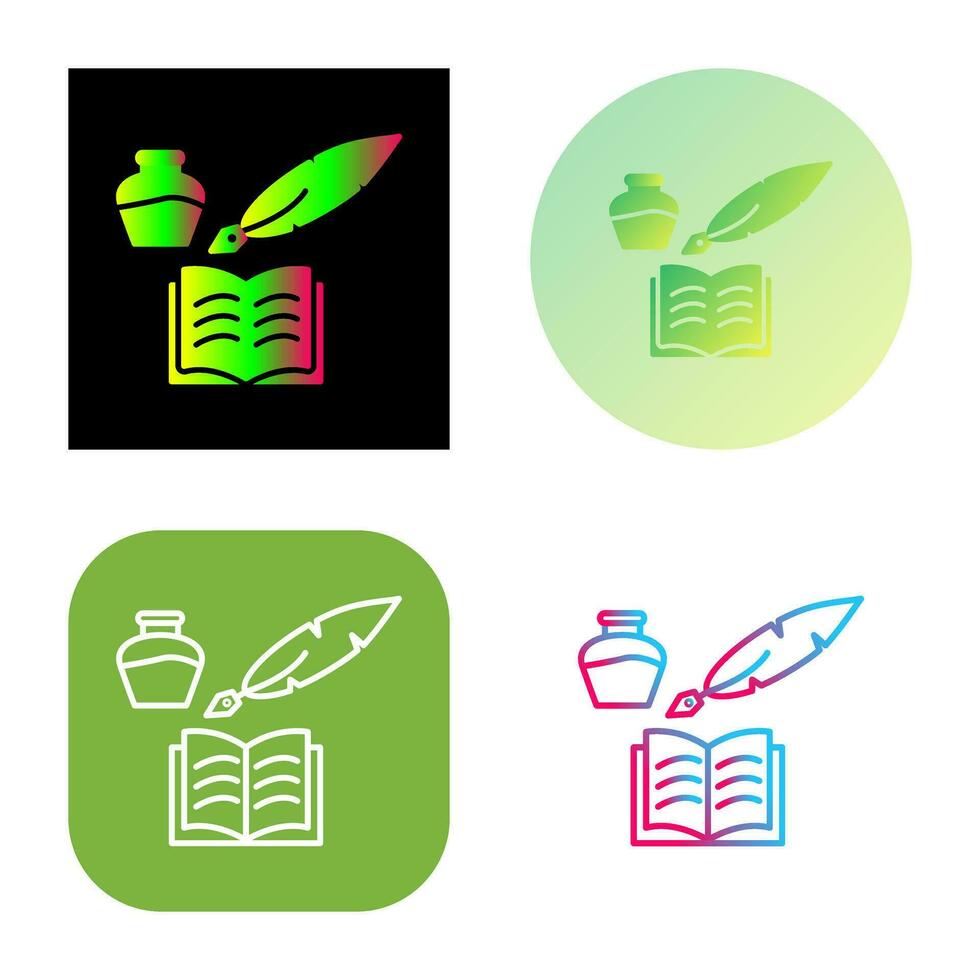Unique Quill and Book Vector Icon