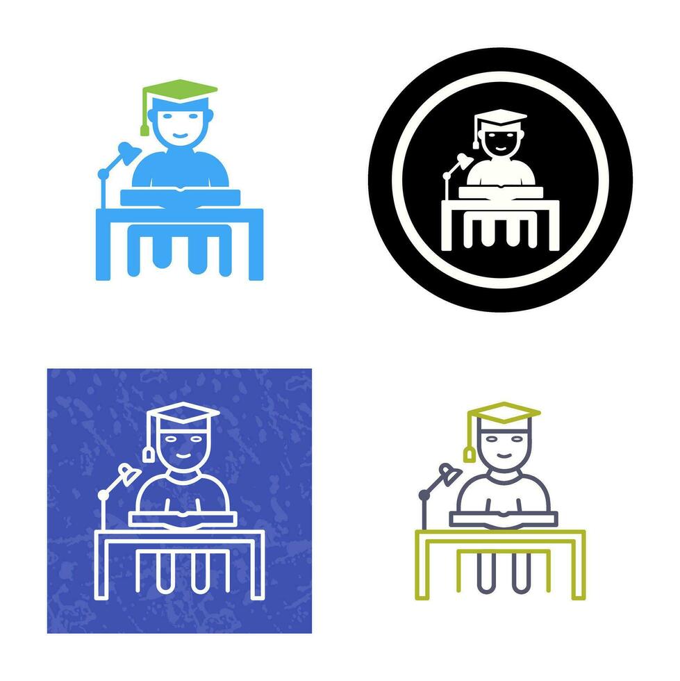 Unique Studying on Desk Vector Icon