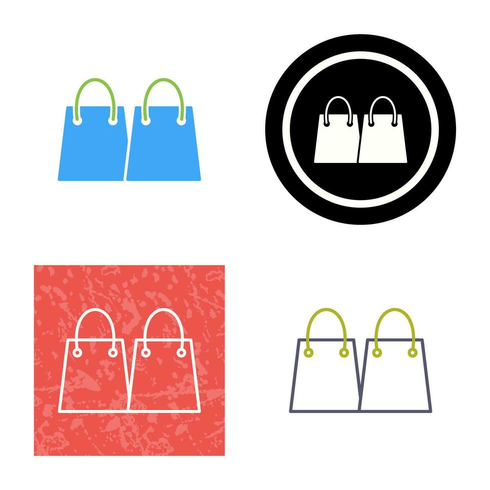 icono de vector de bolsas de compras únicas