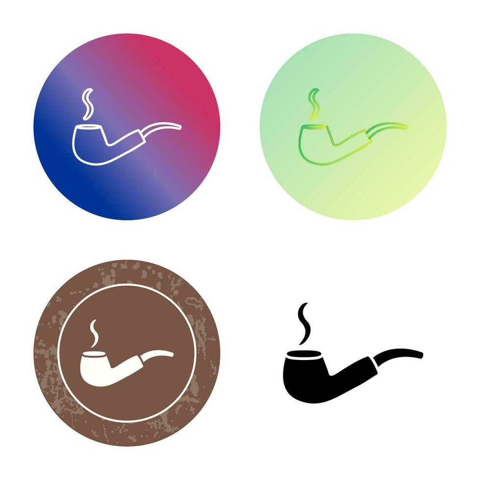 Unique Lit Smoking Pipe Vector Icon